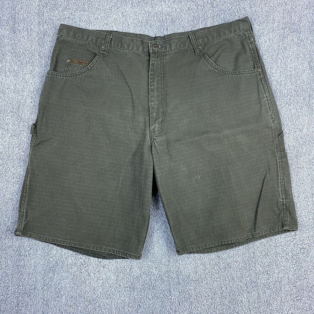 Vintage Big Smith Men's Carpenter Shorts Green Canvas Utility Pockets Size 40
